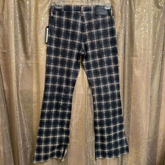Cout De La Liberte Mens Jimmy Printed Plaid Leather Low Rise Flare Size 30 NWT - Picture 2 of 13
